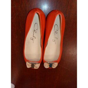 Charley Amar Orange w/ Gold Bows Flats Dress Shoes sz 6m NEW